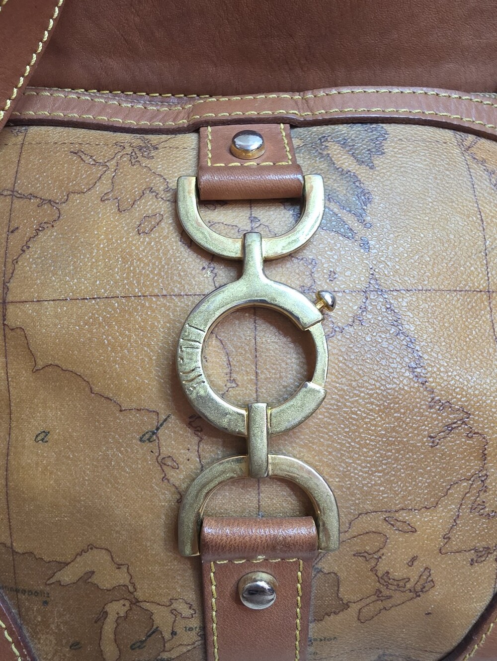 GENUINE ALVIERO MARTINI 1A CLASSE GEO CLASSIC MAP PRINT CROSSBODY SATCHEL PURSE - Picture 5 of 11